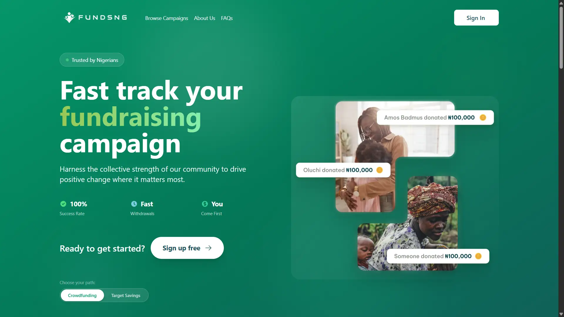 Fundsng campaign page